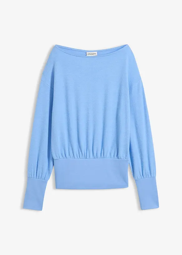 Langarmshirt aus softem Viskose-Mix	 in blau von vorne - bonprix