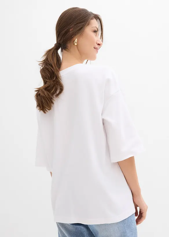Oversize-Shirt aus reiner Bio-Baumwolle in weiß von hinten (im Anschnitt) - bonprix