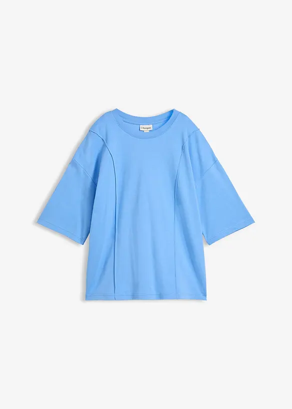 Oversize-Shirt aus reiner Bio-Baumwolle in blau von vorne - bonprix