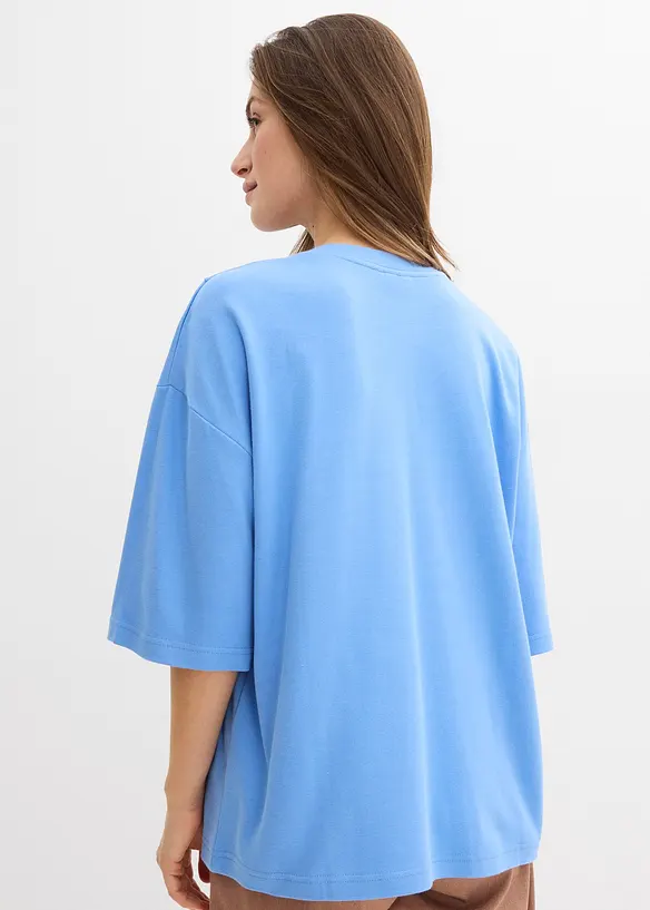 Oversize-Shirt aus reiner Bio-Baumwolle in blau von hinten (im Anschnitt) - bonprix