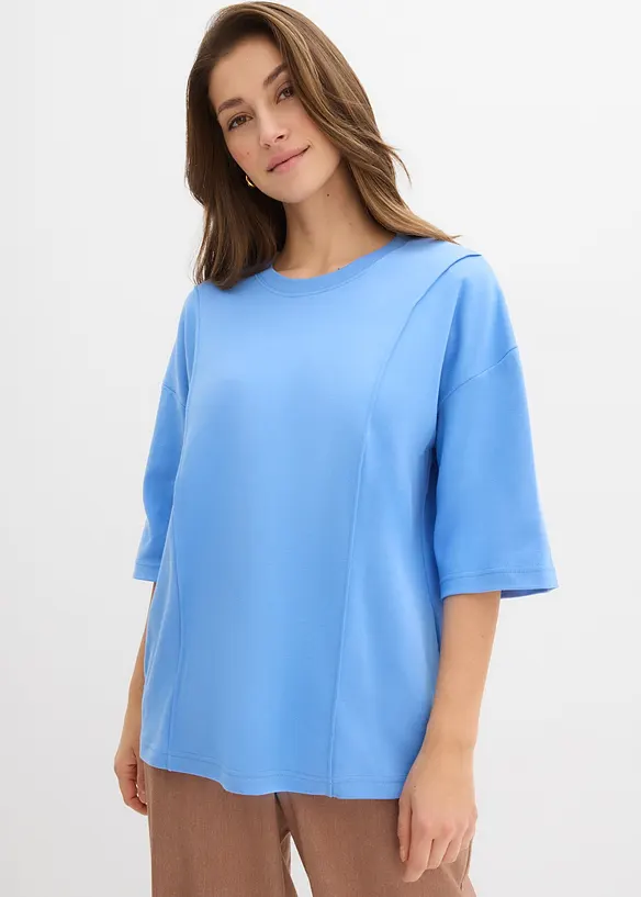 Oversize-Shirt aus reiner Bio-Baumwolle in blau von vorne (im Anschnitt) - bonprix