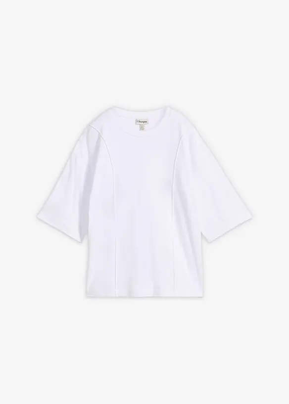 Oversize-Shirt aus reiner Bio-Baumwolle in weiß von vorne - bonprix