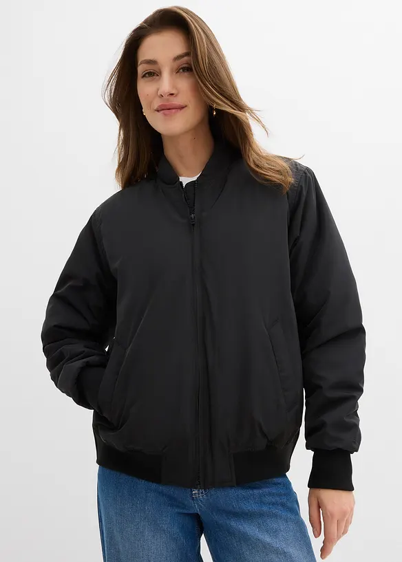 leicht wattierter Blouson in schwarz von vorne (im Anschnitt) - bonprix