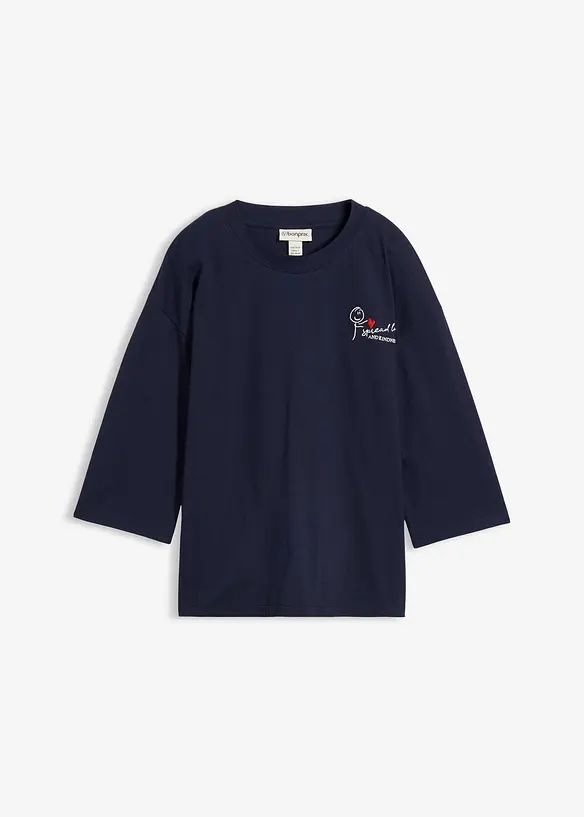 Boxy-Shirt aus reiner Baumwolle in blau von vorne - bonprix