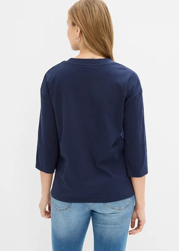 Boxy-Shirt aus reiner Baumwolle in blau von hinten (im Anschnitt) - bonprix