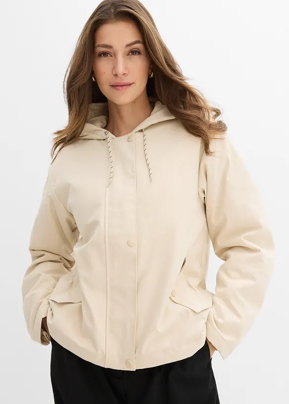 Wasserabweisende Funktions-Jacke, leicht wattiert in beige von vorne (im Anschnitt) - bonprix