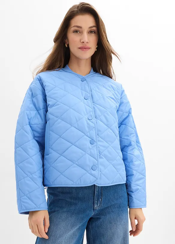 Oversize Steppjacke in blau von vorne (im Anschnitt) - bonprix