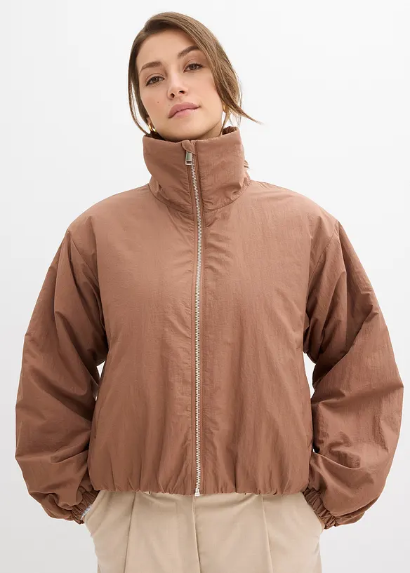 Wasserabweisender Blouson, Bubble-Saum in braun von vorne (im Anschnitt) - bonprix