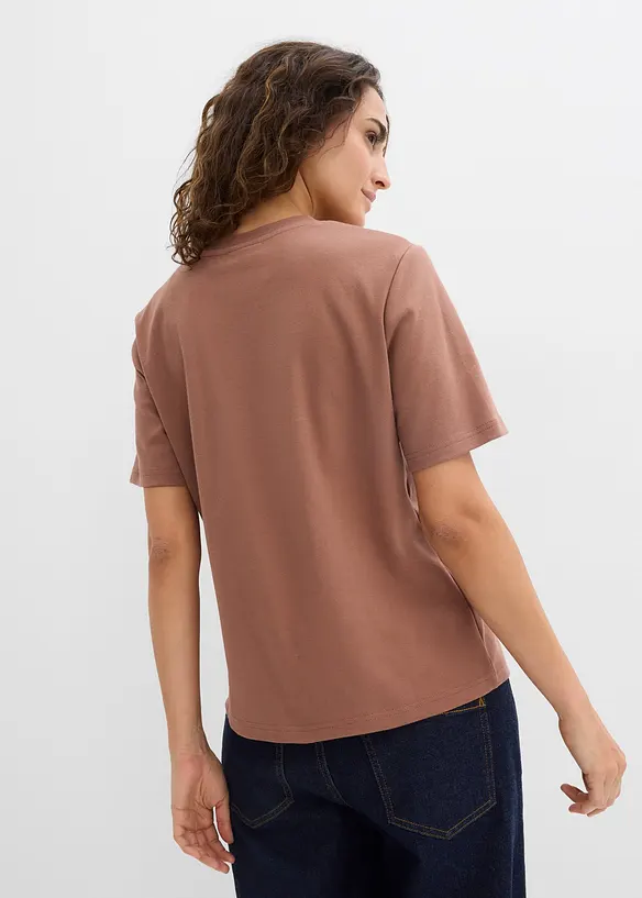 Heavy Jersey Shirt aus reiner Bio-Baumwolle (2er Pack) in braun von hinten (im Anschnitt) - bonprix Heavy Jersey Shirt aus reiner Bio-Baumwolle (2er Pack) in braun von hinten (im Anschnitt) - bonprix