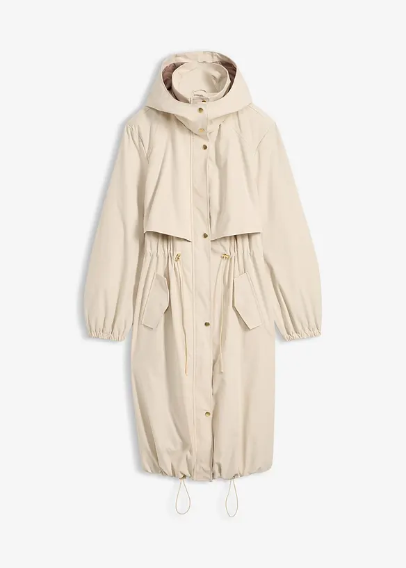Übergangsmantel mit abnehmbarer Kapuze in beige von vorne - bonprix