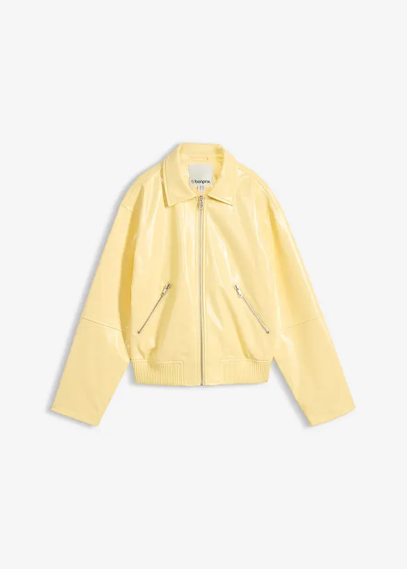 Kurze Lederimitat-Jacke in gelb von vorne - bonprix Kurze Lederimitat-Jacke in gelb von vorne - bonprix