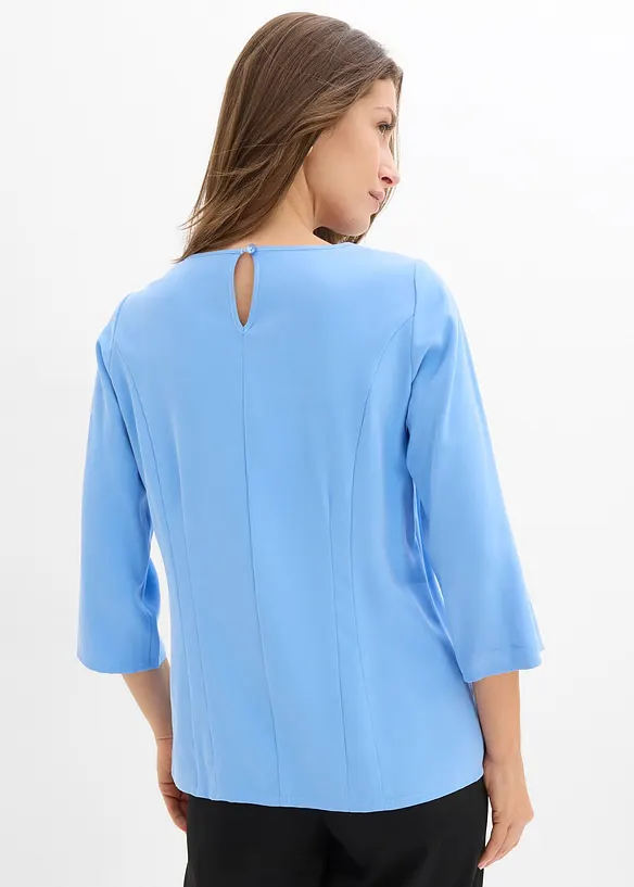 Blusenshirt aus fließendem Viskose-Mix in blau von hinten (im Anschnitt) - bonprix
