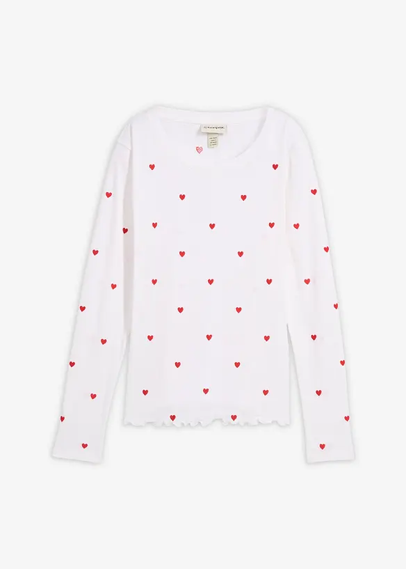 Langarmshirt aus reiner Baumwolle in weiß von vorne - bonprix