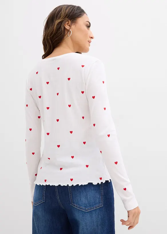 Langarmshirt aus reiner Baumwolle in weiß von hinten (im Anschnitt) - bonprix