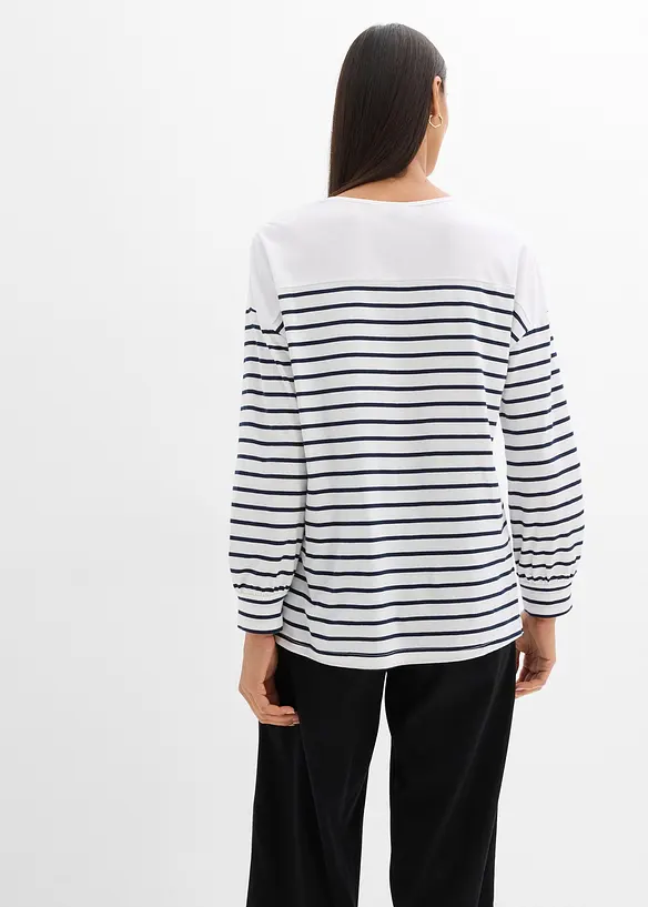 Langarmshirt aus reiner Bio-Baumwolle in weiß von hinten (im Anschnitt) - bonprix