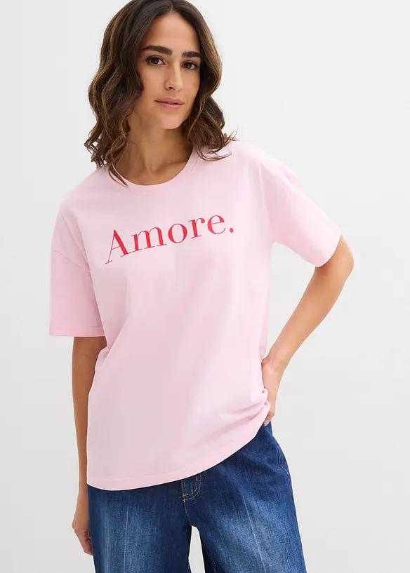T-Shirt aus reiner Bio-Baumwolle in rosa von vorne (im Anschnitt) - bonprix T-Shirt aus reiner Bio-Baumwolle in rosa von vorne (im Anschnitt) - bonprix
