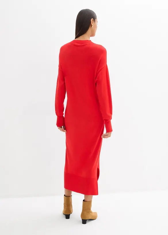 Lockeres Midikleid aus Viskose-Mix in rot von hinten (Totalaufnahme) - bonprix