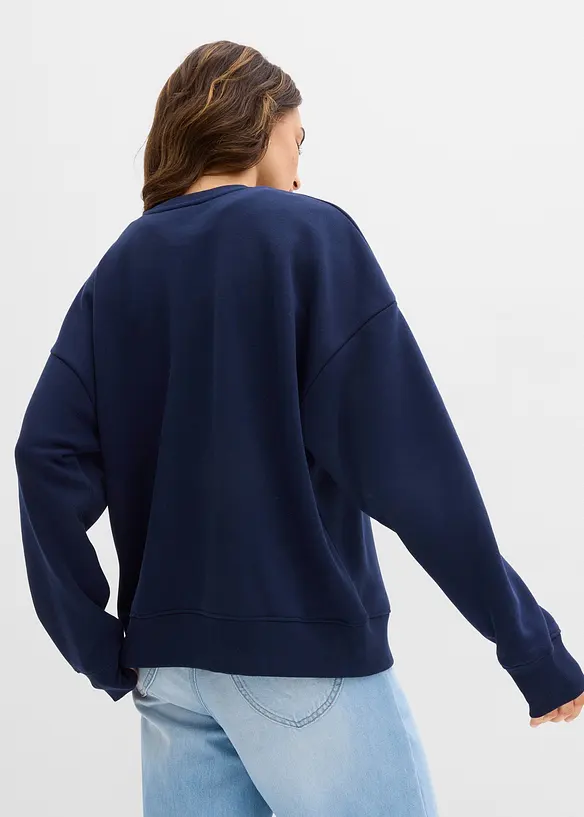 Oversize-Sweatshirt aus Baumwollmix in blau von hinten (im Anschnitt) - bonprix