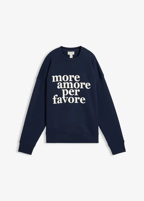 Oversize-Sweatshirt aus Baumwollmix in blau von vorne - bonprix