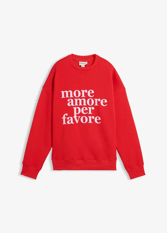 Oversize-Sweatshirt aus Baumwollmix in rot von vorne - bonprix