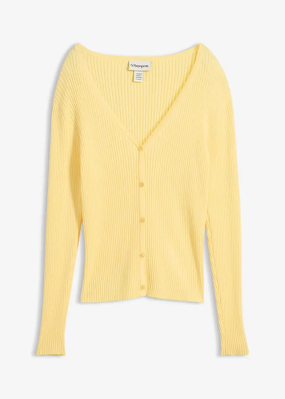 Feinstrick Cardigan mit Viskose in gelb von vorne - bonprix