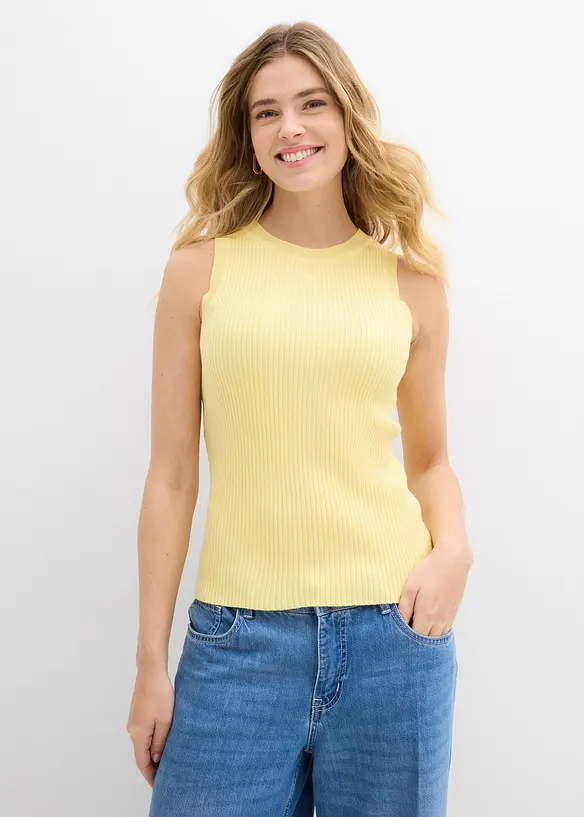 Stricktop mit Viskose in gelb von vorne (im Anschnitt) - bonprix