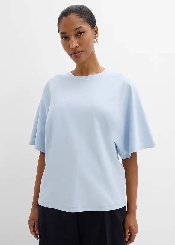 Shirt aus schwerer Jerseyware in blau von vorne (im Anschnitt) - bonprix