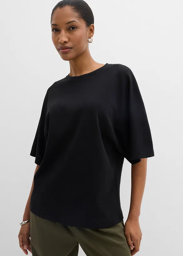 Shirt aus schwerer Jerseyware in schwarz von vorne (im Anschnitt) - bonprix