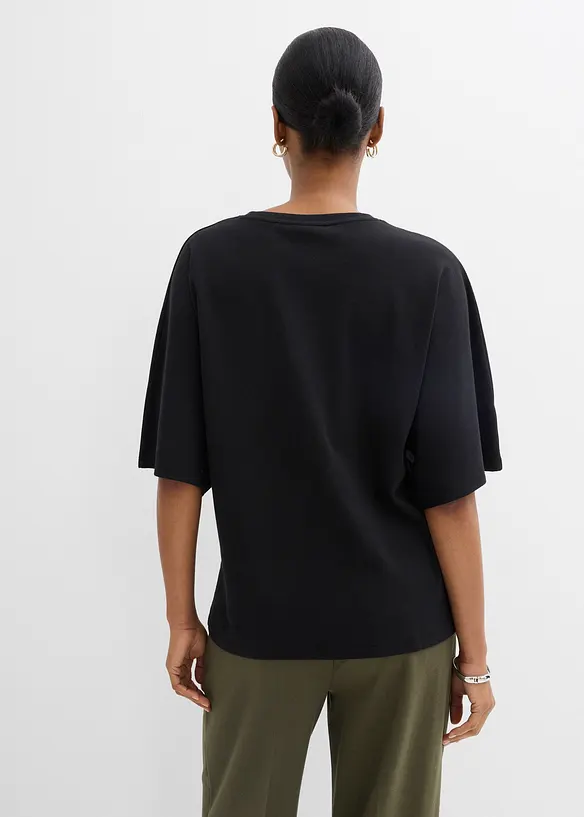 Shirt aus schwerer Jerseyware in schwarz von hinten (im Anschnitt) - bonprix