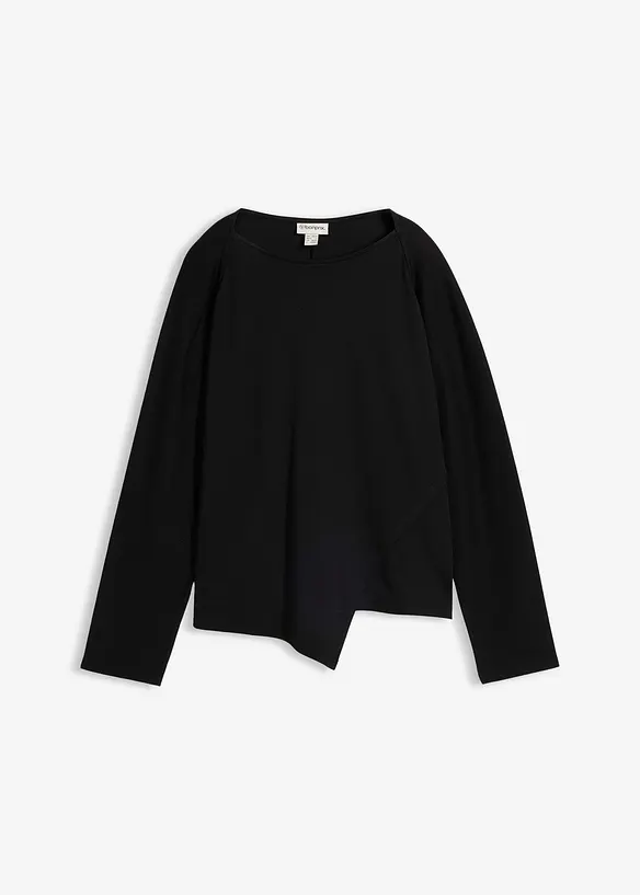 Langarmshirt aus reiner Bio-Baumwolle in schwarz von vorne - bonprix