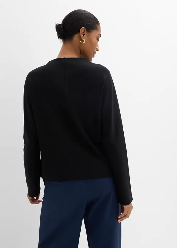 Langarmshirt aus reiner Bio-Baumwolle in schwarz von hinten (im Anschnitt) - bonprix