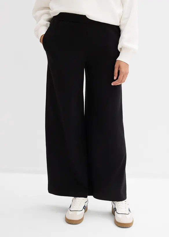 Weite Jersey-Culotte aus reiner Bio-Baumwolle in schwarz von vorne - bonprix Weite Jersey-Culotte aus reiner Bio-Baumwolle in schwarz von vorne - bonprix
