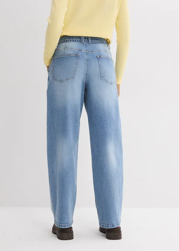 Barrel-Jeans Mid Waist in blau von hinten - bonprix
