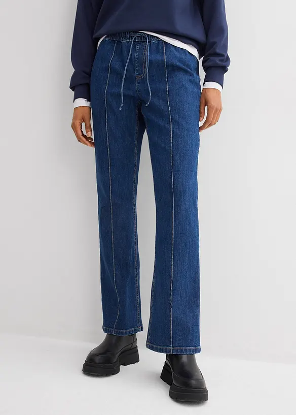 Bootcut-Jeans Mid Waist, Bequembund in blau von vorne - bonprix