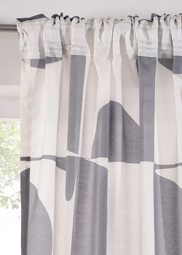 Halbtransparenter Vorhang aus recyceltem Polyester (1er Pack) in grau - bonprix