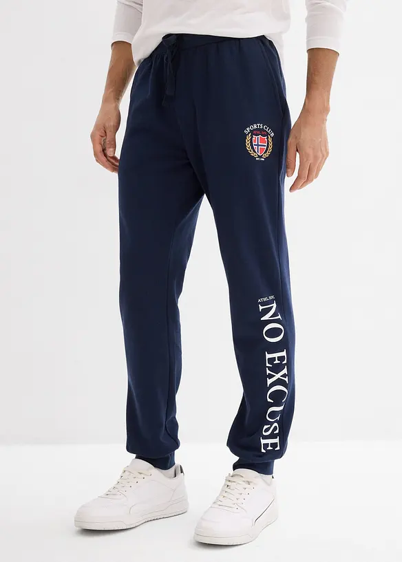 Jogginghose aus reiner Baumwolle in blau von vorne - bonprix