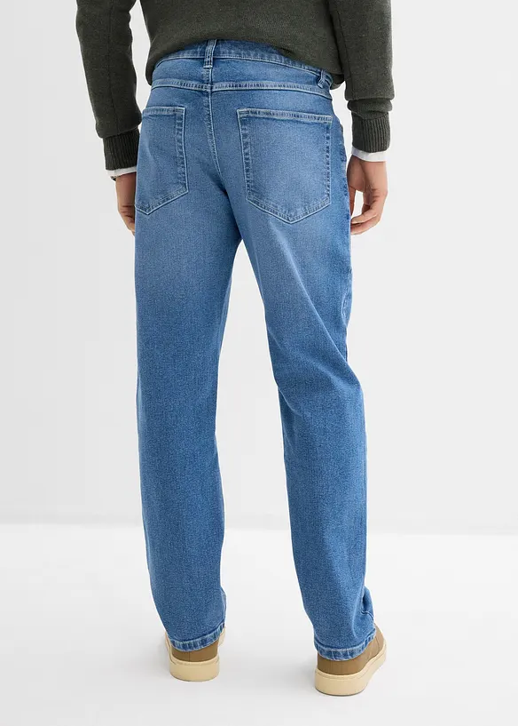 Relaxed Fit Stretch-Jeans, Straight in blau von hinten - bonprix