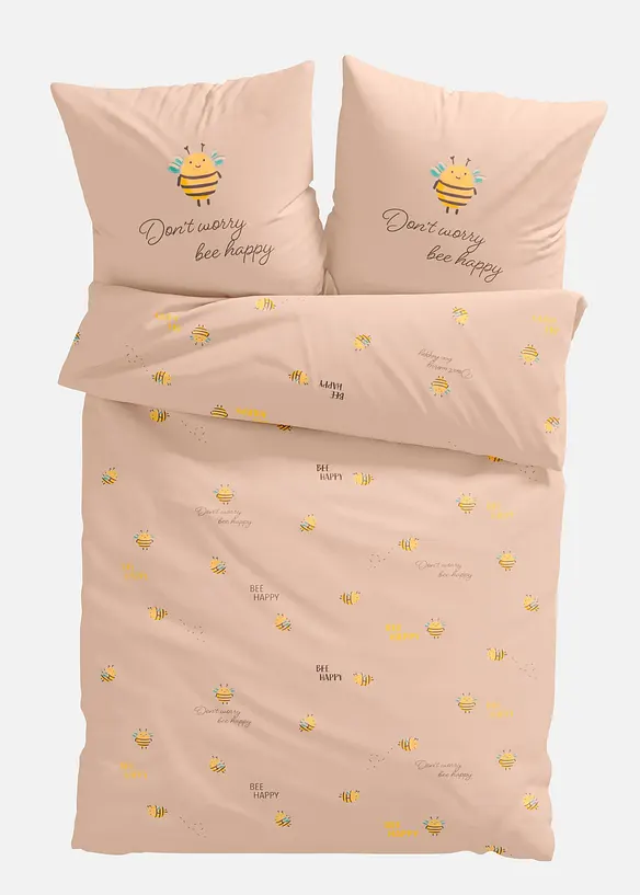 Baumwollmix-Bettwäsche in beige von vorne - bonprix