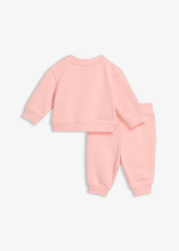 Baby Set aus Sweatshirt und Hose aus reiner Bio-Baumwolle (2-tlg.Set) in rosa von hinten - bonprix