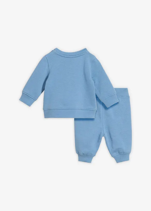 Baby Set aus Sweatshirt und Hose aus reiner Bio-Baumwolle (2-tlg.Set) in blau von hinten - bonprix