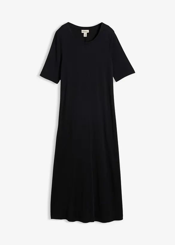 Midikleid aus softem Modal-Mix in schwarz von vorne - bonprix