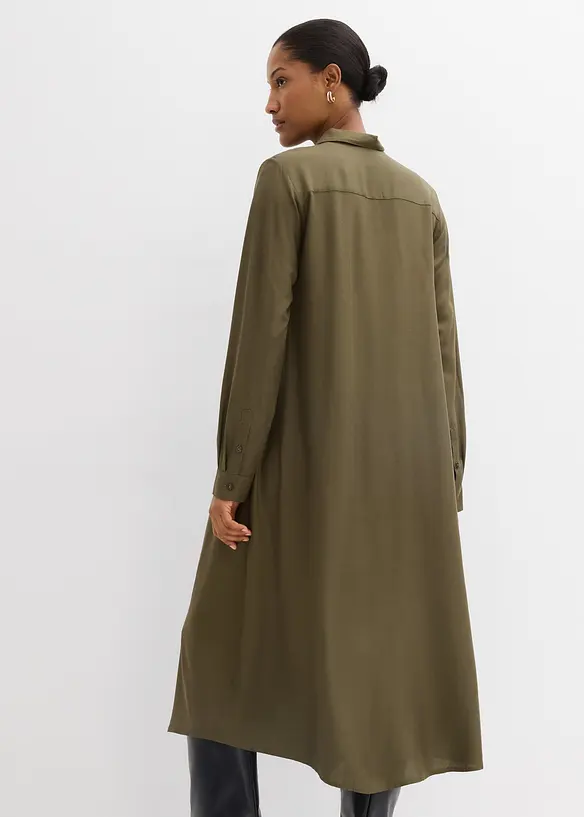 Blusenkleid aus feiner Viskose in grün von hinten (Totalaufnahme) - bonprix