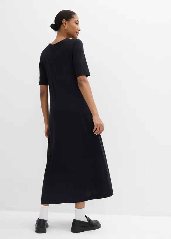 Midikleid aus softem Modal-Mix in schwarz von hinten (Totalaufnahme) - bonprix