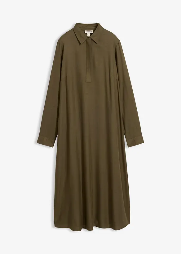 Blusenkleid aus feiner Viskose in grün von vorne - bonprix