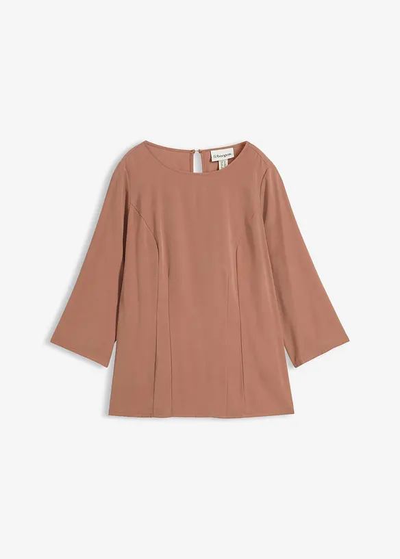 Blusenshirt aus fließendem Viskose-Mix in braun von vorne - bonprix