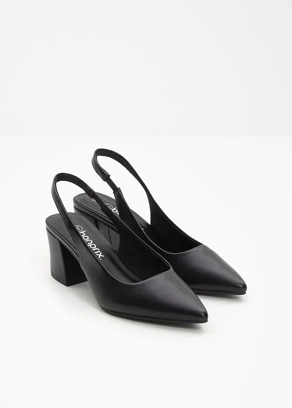 Slingpumps mit Blockabsatz in schwarz - bonprix