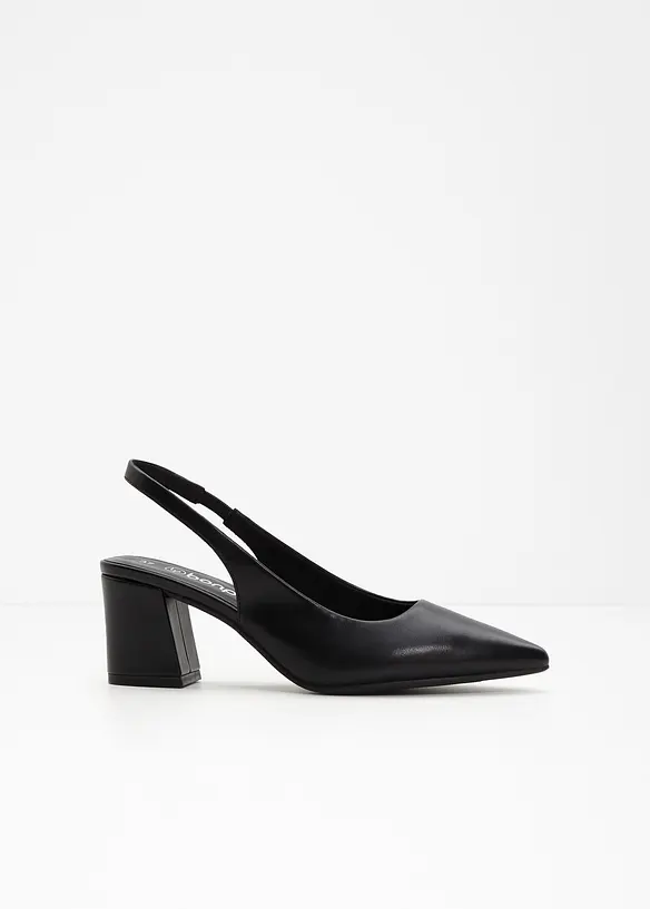 Slingpumps mit Blockabsatz in schwarz - bonprix