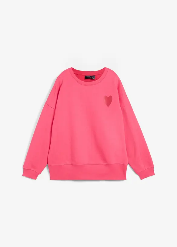 Oversized-Sweatshirt aus Bio-Baumwolle in pink von vorne - bonprix
