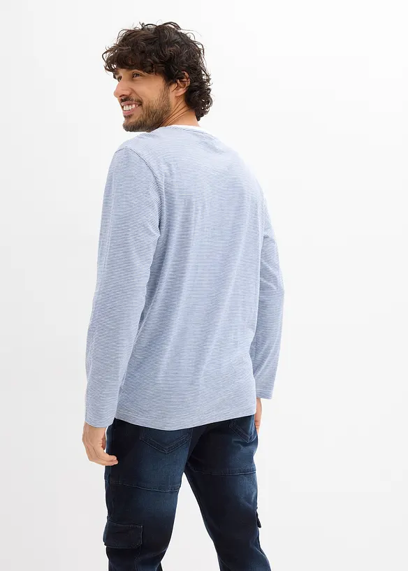 Langarmshirt aus reiner Bio-Baumwolle in blau von hinten (im Anschnitt) - bonprix