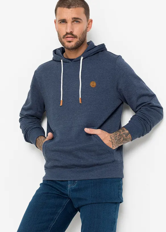 Hoodie in Regular Fit in blau von vorne (im Anschnitt) - bonprix